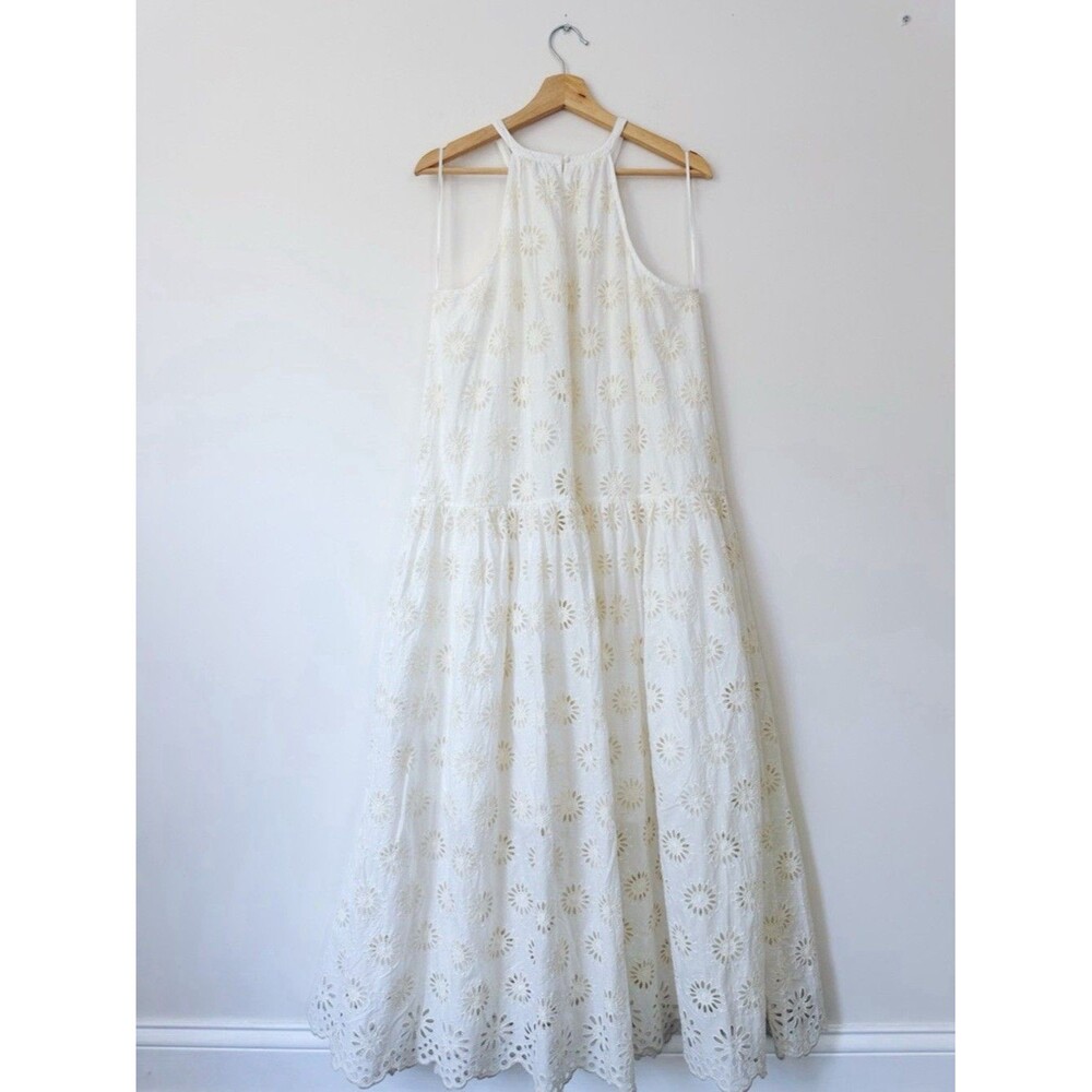 Madewell $198 Embroidered Drop-Waist Maxi Dress Floral Eyelet Ivory Size XXS - Picture 12 of 13